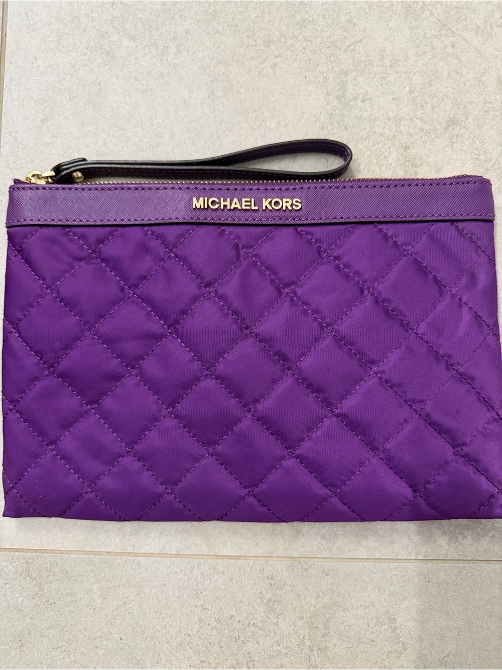 Michael Kors Purple Quilted Wristlet Clutch